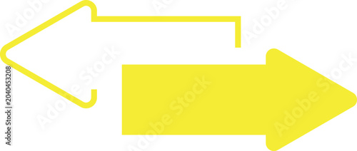 Canvas Print Yellow bidirectional arrows pointing left and right with overlapping
