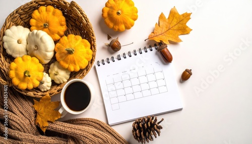 Cozy Autumn Scene with Pumpkins and Coffee.