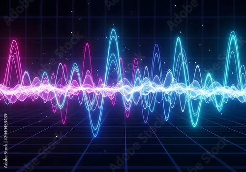 Sound waves on blue background