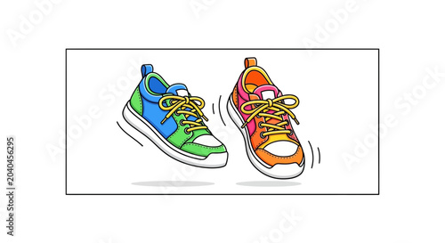 Colorful Sneakers Jumping and Dancing, Fun and Energetic Footwear