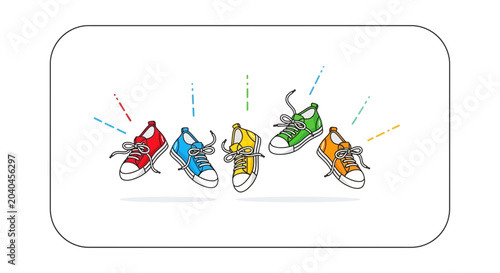 Colorful Sneakers Jumping and Dancing, Fun and Playful Shoe Collection