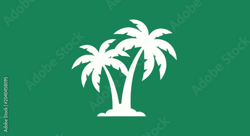 Photography Tropical palm trees graphic element, flat design vector illustration on green ba