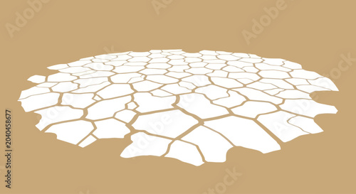Dry cracked earth pattern, graphic element, desert landscape concept, isolated vector illustration