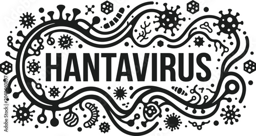 Konstfotografi Hantavirus infection illustration viral particles and disease awareness graphic