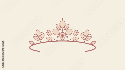 Elegant floral tiara illustration, princess crown, royal beauty, delicate design, pastel colors