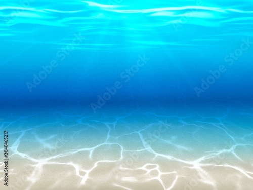 光が差し込む海底の背景イラスト