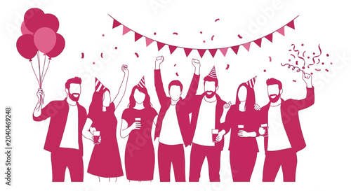 Tableau sur toile Group of people celebrating party time.