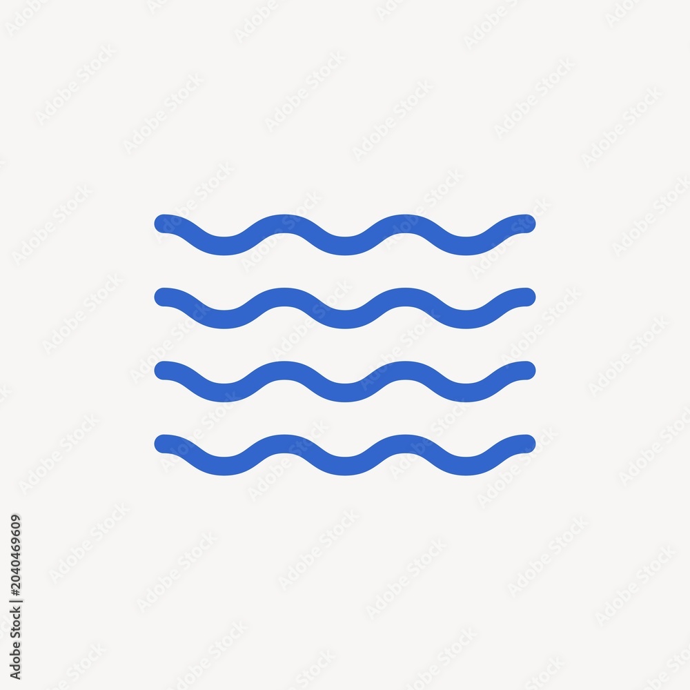 Fototapeta premium Simple blue wavy lines on a white background, minimalist design.