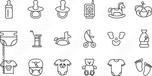 Line of baby care products and nursery baby bottle pacifier baby monitor rocking horse baby clothes