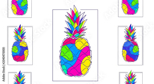 Vibrant Abstract Pineapple Art - Colorful Tropical Fruit Illustration