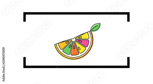 Vibrant Citrus Slice with Leaf, Fresh Fruit Graphic, Healthy Food Concept