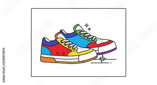 Vibrant Colorful Sneakers on White Background - Fashionable Footwear Design