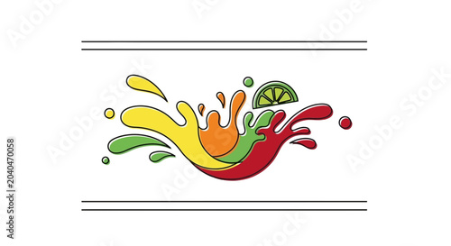 Vibrant Fruit Juice Splash with Citrus Slice and Droplets