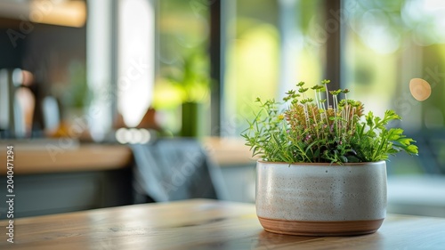 A whimsical miniature garden with edible flowers, herbs, and microgreens.