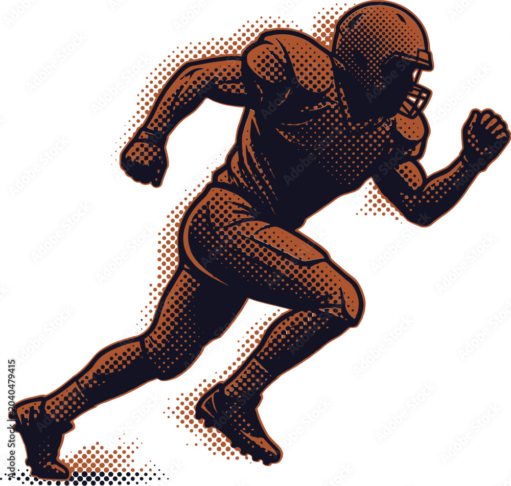 Fototapeta premium American football player running in a dynamic pose