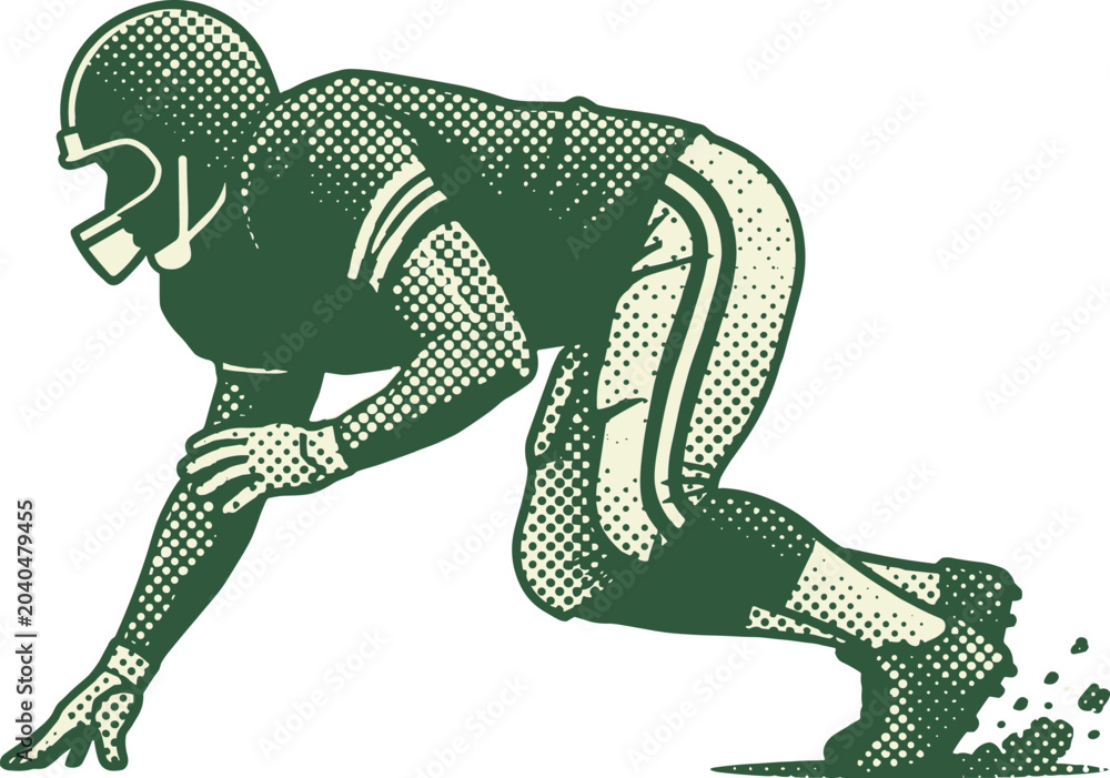Fototapeta premium American football player in threepoint stance