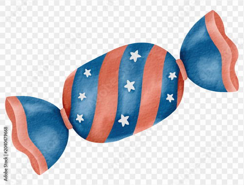 Fotografie Watercolor patriotic wrapped candy sweet confection illustration Vector