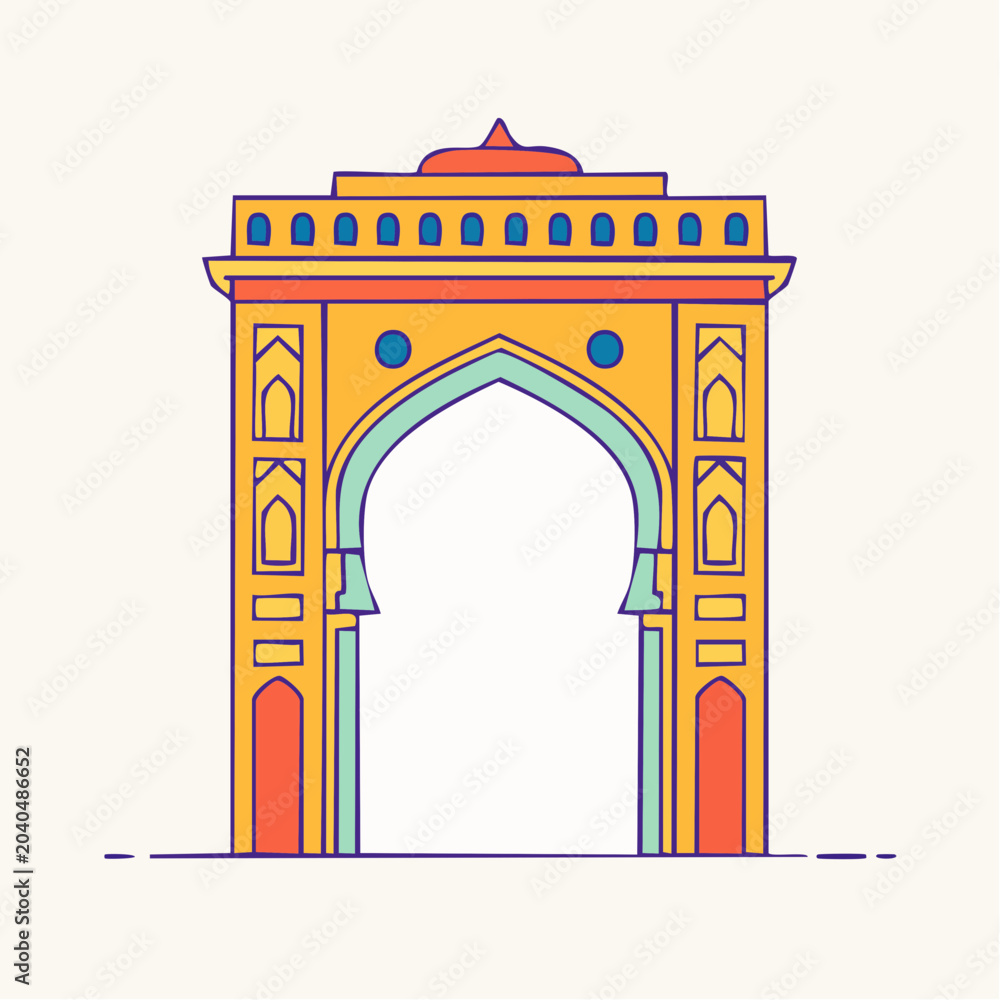 Fototapeta premium Stylized Indian Archway Illustration