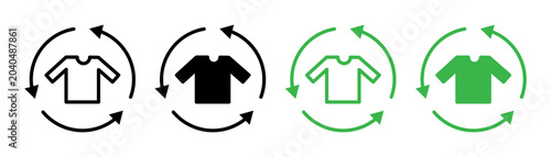 Fotografía Recycling clothes icons set in black and blue colors on white background
