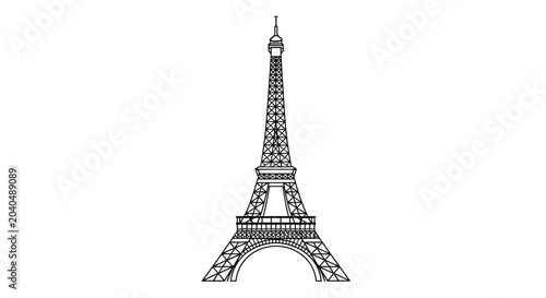 Canvastavla Minimalist Eiffel Tower line art illustration on white background