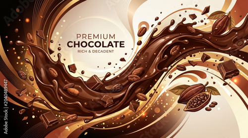 Foto Premium chocolate rich decadent dessert with melting chocolate chunks and cacao