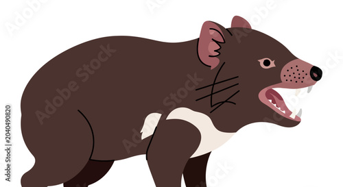 Foto Tasmanian Devil Illustration - Aggressive Pose, White Background