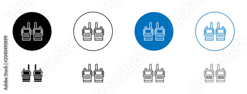 Foto Two way radio icons set in black and blue colors on white background
