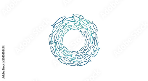 Konstfotografi School of fish swimming in a circle formation, marine life, abstract concept