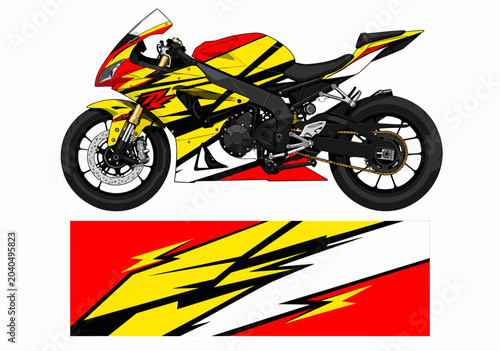 Sharp yellow and black sportbike racing wrap design.