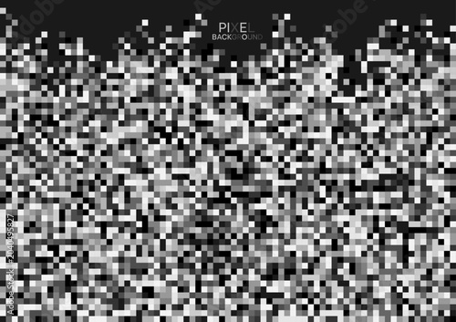 Abstract pixel background. Pixel abstract mosaic background. Digital data square black and white pattern pixel background
