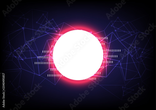 Abstract glowing sphere futuristic and network connection background. Vector illustration. Circular tech science global. Hi-tech Background ring sphere pattern