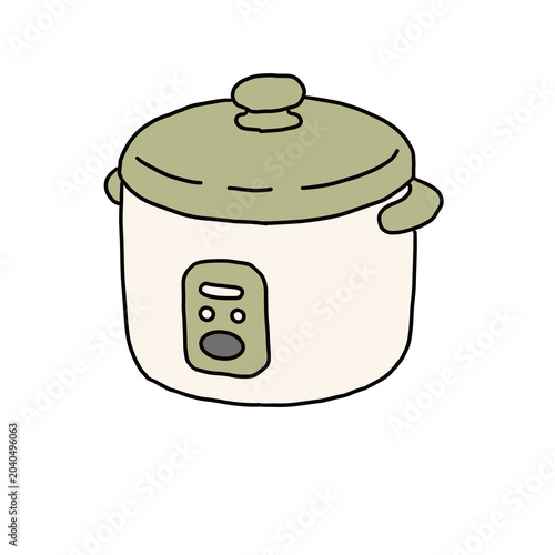 Hand drawn rice cooker isolated
