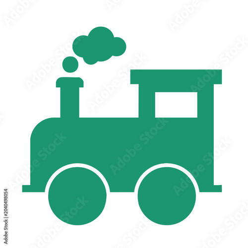 Simple green steam train engine icon graphic illustration.
