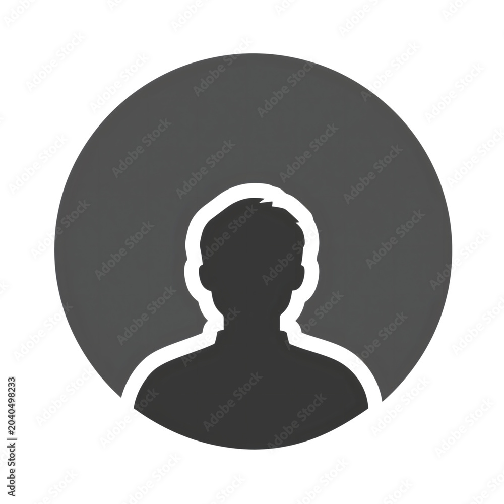 Obraz premium A simple gray silhouette of a persons head and shoulders in a circle on a transparent background