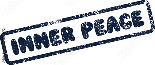 Photography Inner Peace calming phrase displayed on a distressed blue ink rubber stamp