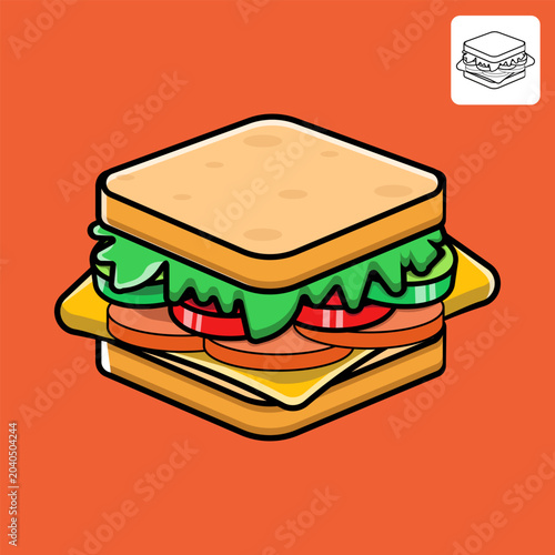 Graphic Sandwich Vector Illustration For Your Design