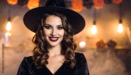Woman wearing black hat smiling.