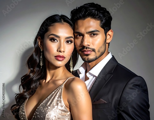Young couple in formal evening wear.