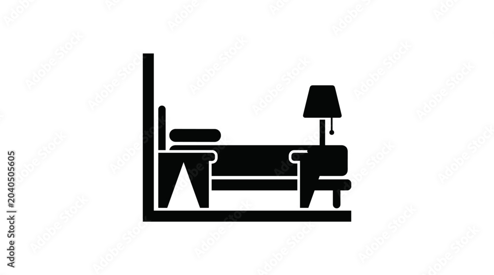 Fototapeta premium Minimalist Bedroom Bed Icon Set