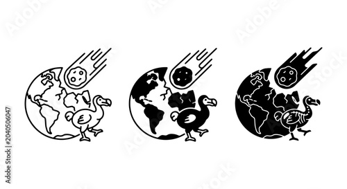 Foto Extinction Event: Dodo Bird, Meteorite Impact, Earth Icons
