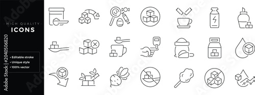 Tableau sur toile Set of outline icons related to sugar