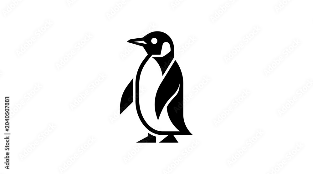 Obraz premium Stylized Penguin Illustration with Bold Black and White Colors.