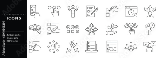 Foto Set of outline icons related to choice
