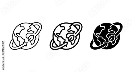 Εκτύπωση καμβά Eco-friendly Earth Icons, Planet Sustainability Symbols, Global Green Technology