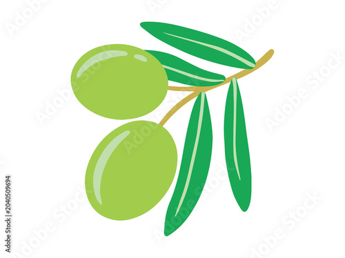 Billede på lærred Olive Fruit Green Leaves Illustration