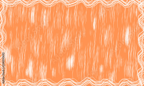 Vibrant orange background with white streaks and wavy lines pattern isolated on transparent background