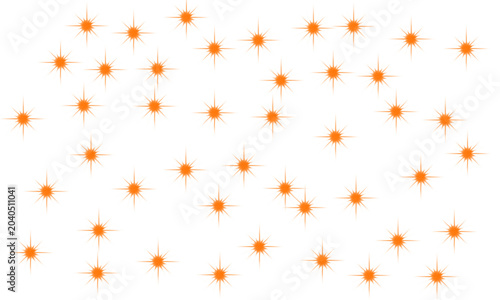Vibrant orange starburst pattern on a clean transparent background with scattered bright shining stars