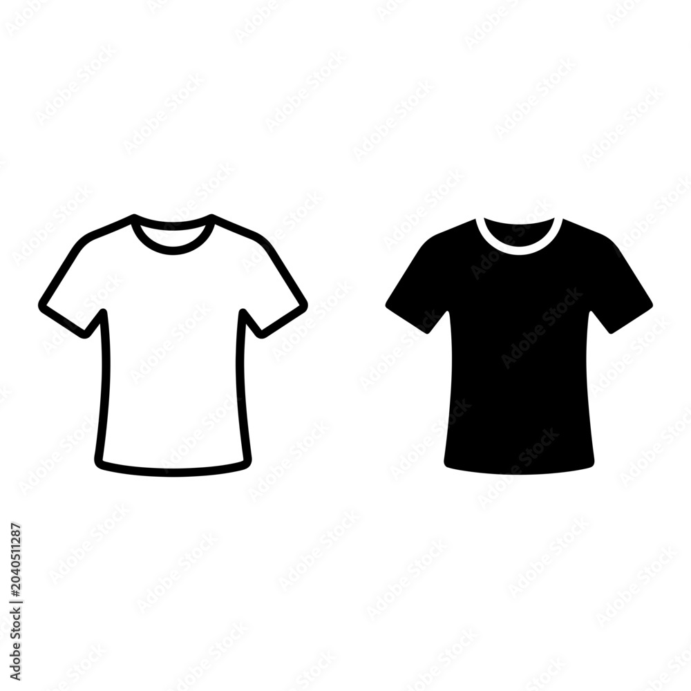 Fototapeta premium T-shirt icon set, outline and solid, white background