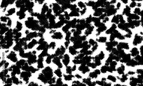 Black and white leopard print pattern with abstract spots and textured background isolated on transparent background