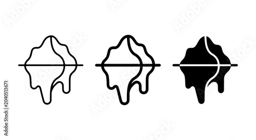 Φωτογραφία Melting Iceberg Icons Set, Climate Change Symbol, Global Warming Concept, Arctic